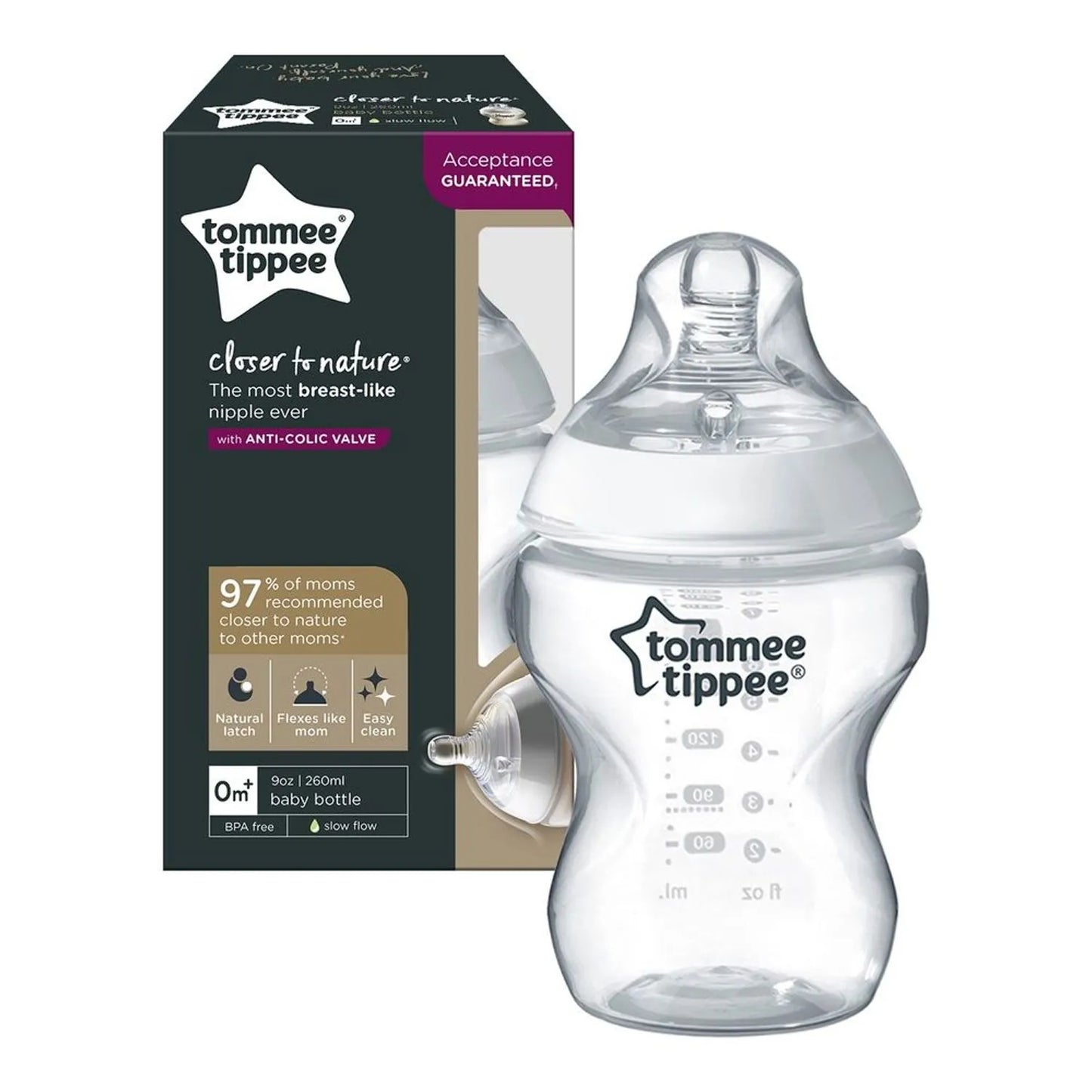 Biberón De Vidrio Closer To Nature Tommee Tippee 9Oz - 260ml