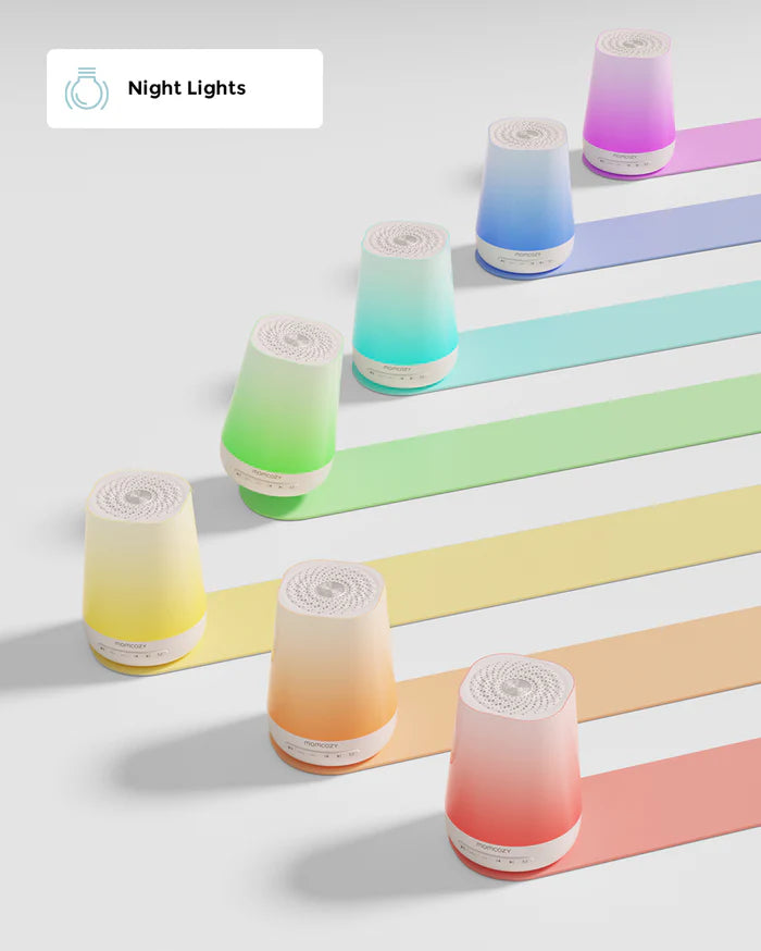 Máquina de sonidos y ruido blanco con luz de noche para bebés Momcozy
