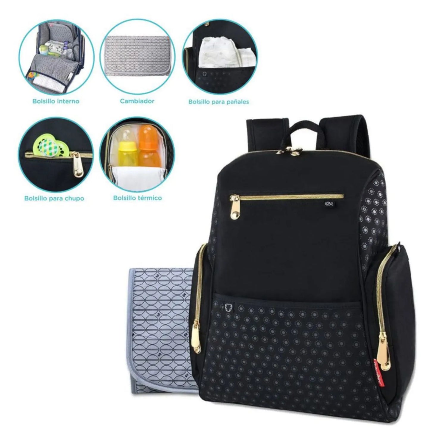 Mochila Pañalera Print Negro