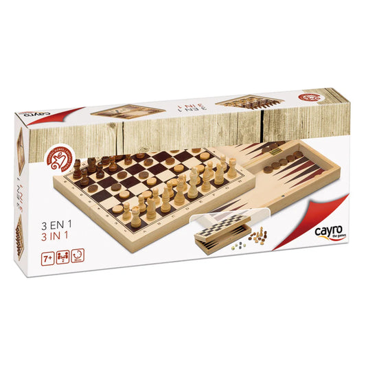 Ajedrez Damas Backgammon 3 En 1 Cayro