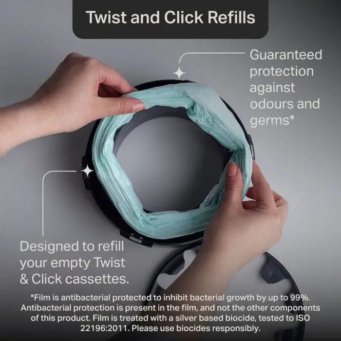 Basurero de pañales Twist Click con 6 repuestos