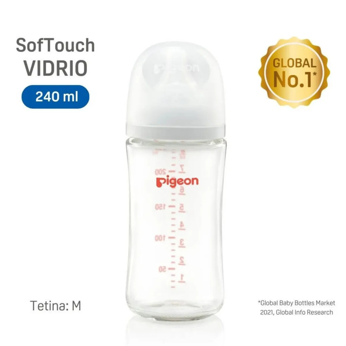 Biberon De Vidrio Softouch Peristaltico Plus 240 ml Boca ancha