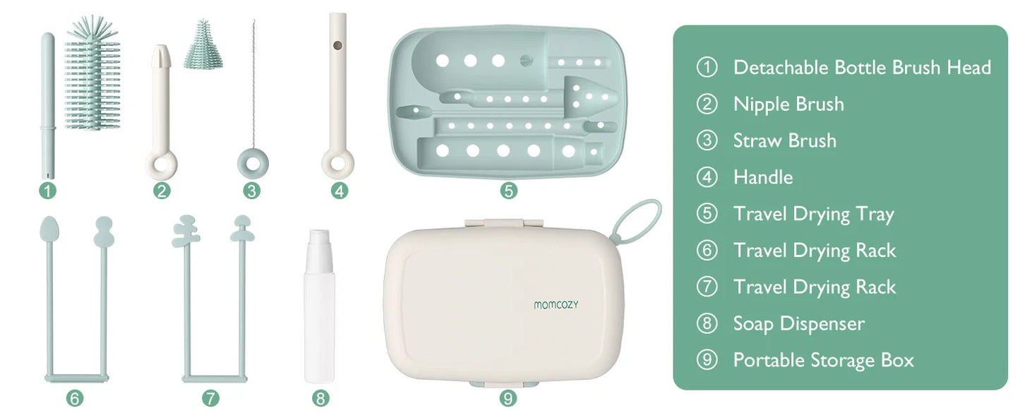 Kit de limpieza y secado de biberones Momcozy 7 en 1