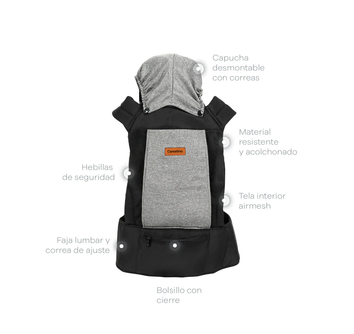 Mochila Porta Bebé gris y negro