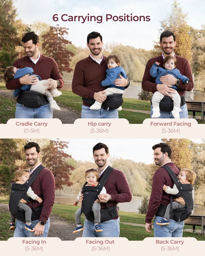 Portabebés Ergonómico 2 en 1 Move2Fit Momcozy con Asiento de Cadera